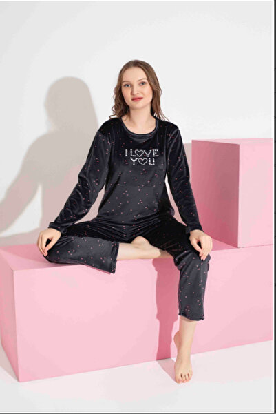 Tarık Baskılı kadife pijama takımı