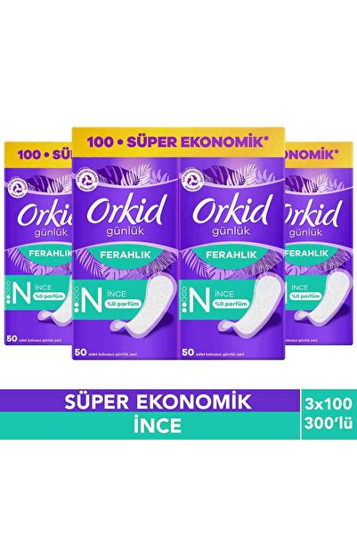 Orkid Yaprak Günlük Ped Normal Süper Ekonomik Paket 100'lü X3