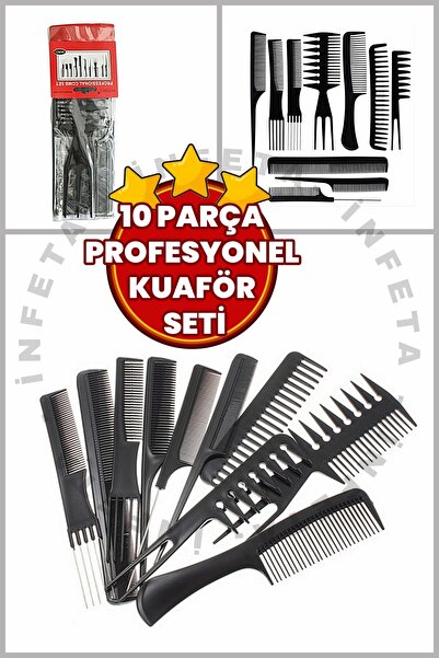 İnfeta 10 Parça Profesyonel Kuaför Seti Çantalı Berber Kuaför Tarak Seti