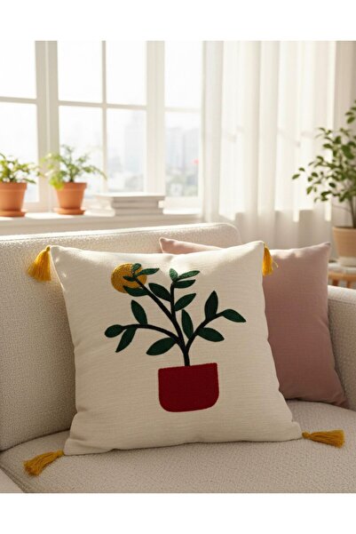 Ars Buğra Home 1 Piece Punch Embroidered Living Room Bohemian Throw Pillow Co...