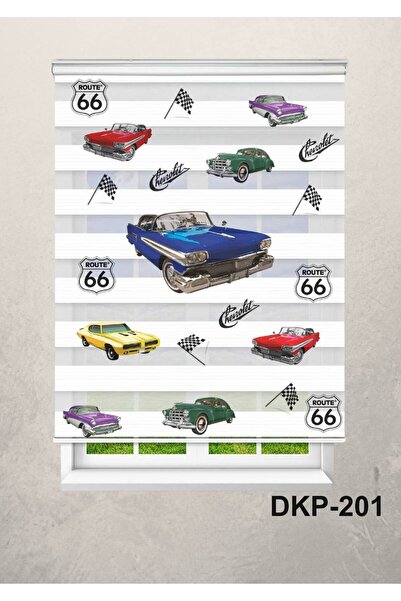 HANEDİZAYN ANTİKA ARABALAR DİJİTAL BASKILI ZEBRA PERDE-COCUK ODASI-STOR PERDE