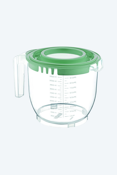Ovio Ev&Yaşam 2200 ml Transparent Measuring Mixer Mixing Cup - Non-Splash Mixer Measuring Cup