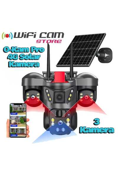 WİFİCAM 3 Kameralı 4G SIM Kart Destekli Solar Güvenlik Kamerası