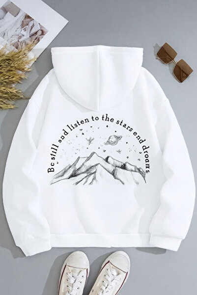 CLASSY.MODA سويت شيرت كاجوال مريح للجنسين قصة فضفاضة بغطاء رأس Mountain and S...