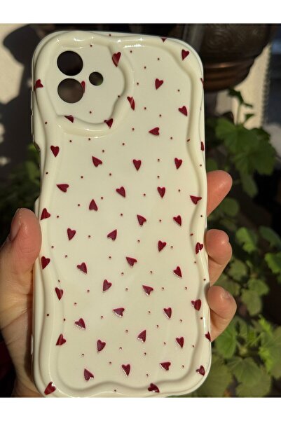 yuscerham Samsung Galaxy A04 Uyumlu Kırmızı Kalp Desenli Yumuşak Silikon Kılıf