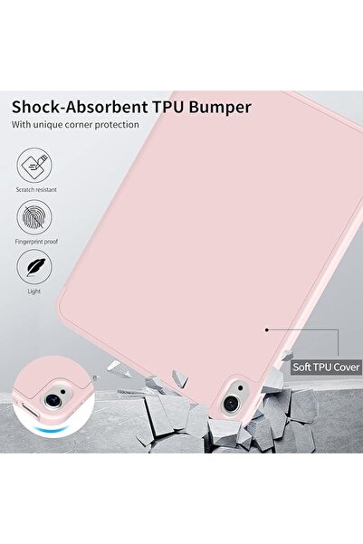 vienod Husa de protectie pentru iPad (A16) 11 generatie de 11 inch 2025, husa pentru iPad 10 generatie de 10, 9 inch 2022, cu suport pentru stilou, husa inteligenta cu suport pliabil in trei, TPU, roz