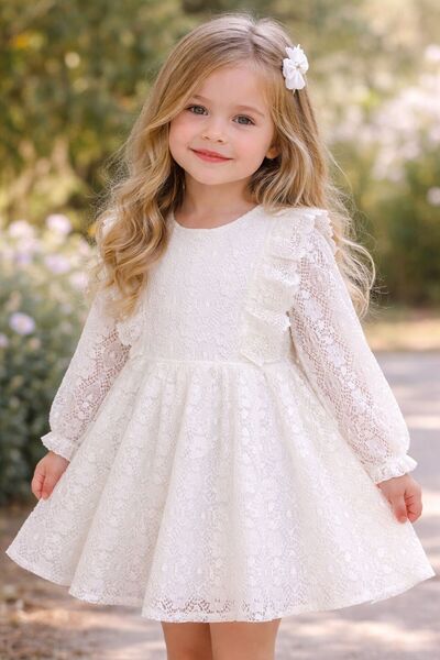 Bilge Trend ROCHIE DE SEARĂ ECRU PENTRU FETE, ROCHIE DE DANTELĂ CU DETALII CU...