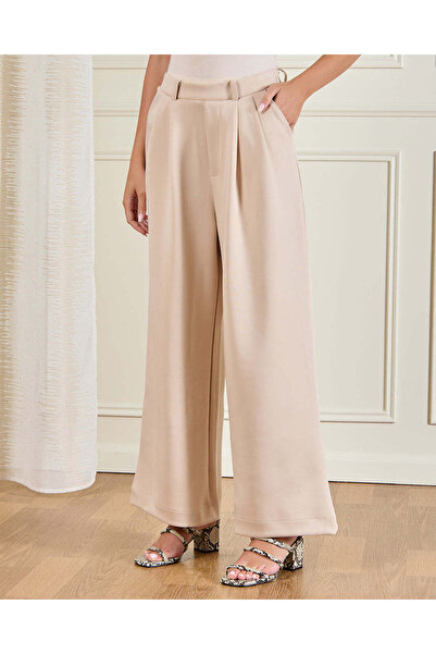 REDTAG Women Ivory Wide Leg Trousers