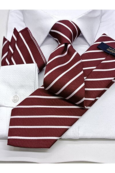 Gutiero ربطة عنق كلاسيكية منقوشة باللون العنابي