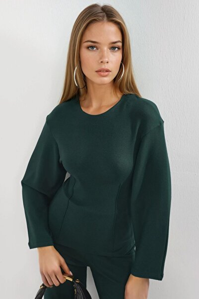 Hiccup Μπλούζα με μακρύ μανίκι BUSEM με λαιμόκοψη και εφαρμογή στη μέση