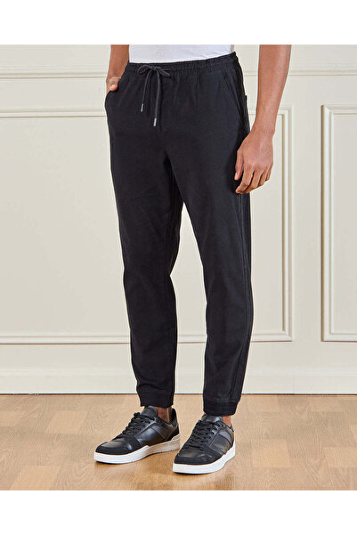 REDTAG Men Black Solid Jogger
