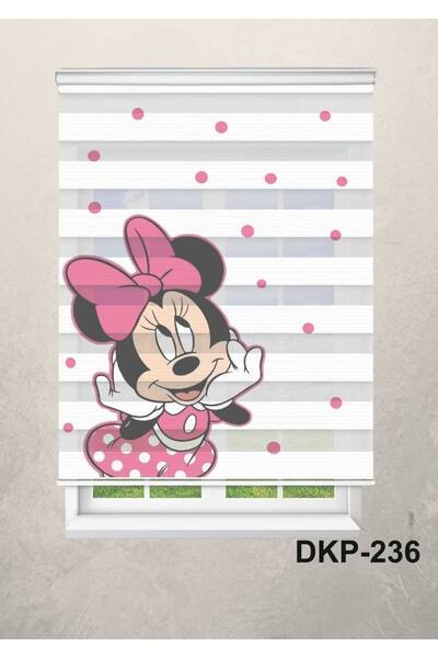 DOKUPER MİNNİE DİJİTAL BASKILI ZEBRA PERDE-COCUK ODASI-STOR PERDE