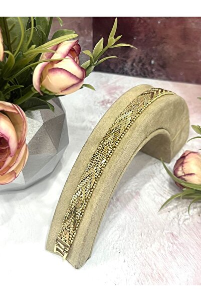 XUPING JEWELRY Kaplamalı Hasır Örgü Model Kuyumcu Künye 1cm (14K Gold/18cm)