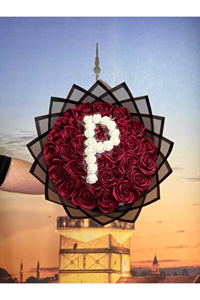 BUKET DÜNYASI 30 Lu Led Işıklı Solmayan Gül Buketi Bordo Gül Dışı SİYAH - HARFLİ