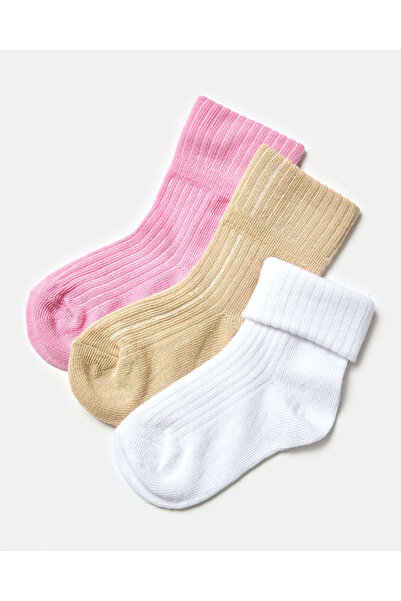 REDTAG Infant Girls Assorted Ankle Length Socks (3 Pairs)