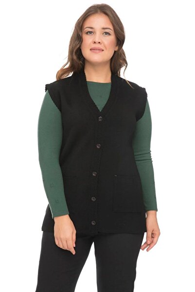 Uludağ Triko Жіночий жилет із сталевої сітки на ґудзиках