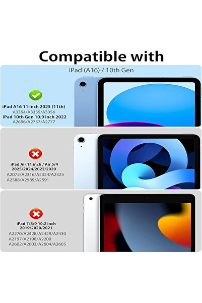 vienod Husa de protectie pentru iPad (A16) 11 generatie de 11 inch 2025, husa pentru iPad 10 generatie de 10, 9 inch 2022, cu suport pentru stilou, husa inteligenta cu suport pliabil in trei, husa spate ultr