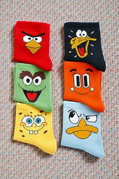 İbrahim Berk 6 أزواج من الجوارب القطنية الطويلة الملونة - مجموعة جوارب للرجال والنساء للجنسين