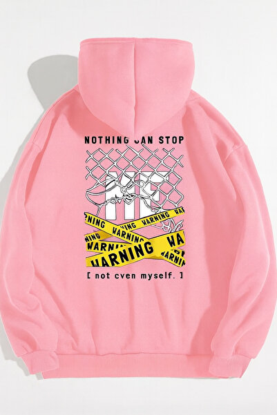 CLASSY.MODA Unisex oversized με κουκούλα Ειδοποιητική επιγραφή Γραφικό με τύπ...