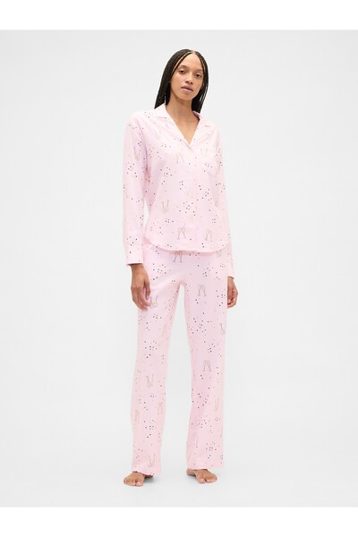 GAP Kadın Pembe Flannel Pull-On Pijama Altı