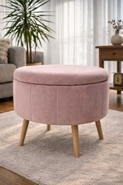 İMOKA DİZAYN ARLİN Babyface Pembe Modern Sandıklı Dekoratif Puf Sandalye