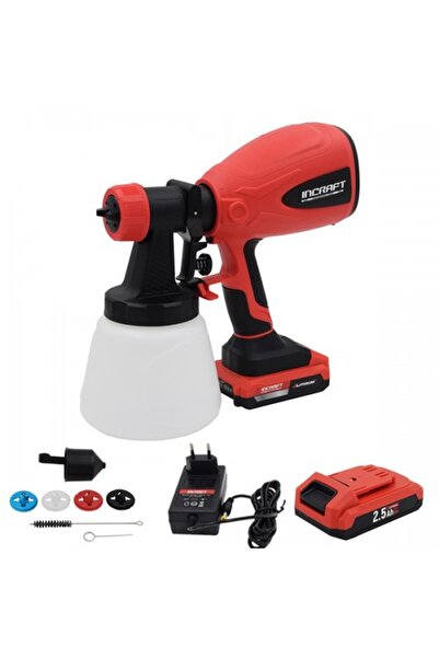 incraft Battery-powered paint spray gun PGK-20V, 20V, flow rate 750 ml/min, tank 800 ml, 4 nozzles