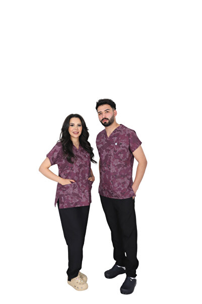 ufukscrubs بدلة طبية D/115 رمادية اللون بأكمام خفاشية للجنسين للأطباء والممرض...