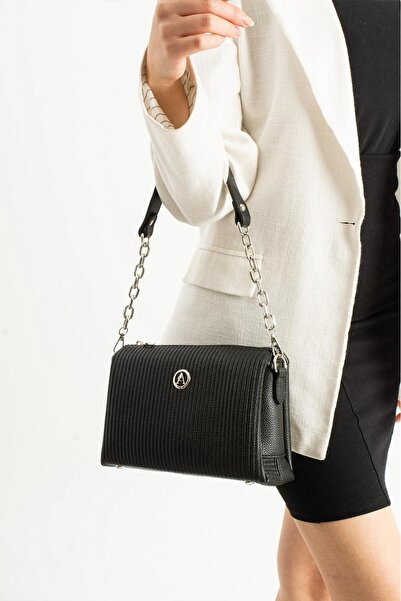 KIRASE Μαλακό δερμάτινο ριγέ τσαντάκι ώμου και χιαστί με 3 θήκες