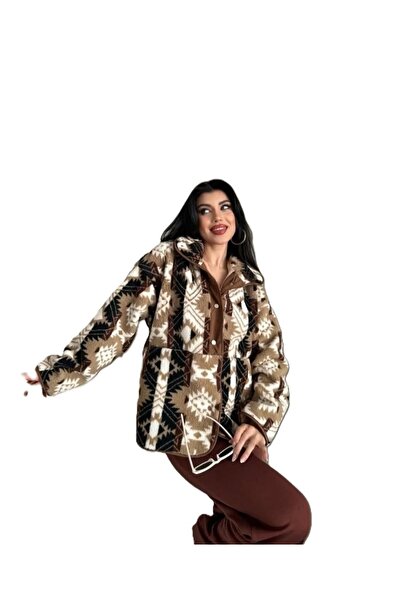 madame sare Lemonxx Merci̇yan Plush Coat Unisex Ethnic Pattern Premium Quality