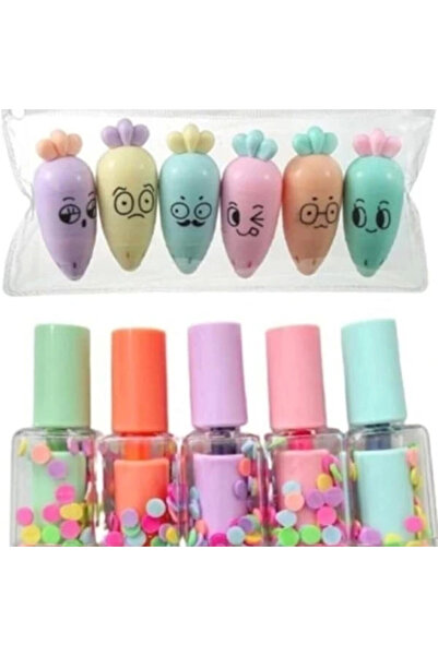 AyrStore Havuç ve Oje Şekilli Fosforlu Kalem Seti, Çok Renkli 2934 Toplam 11 ...