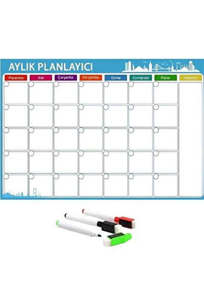 AyrStore ® Mıknatıslı Aylık Planlayıcı | Kalem Hediyeli | 35x50cm | Magnet Bu...