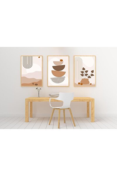 VaLumé 3'lü Ahşap Çerçeveli MDF Tablo, 45x65cm