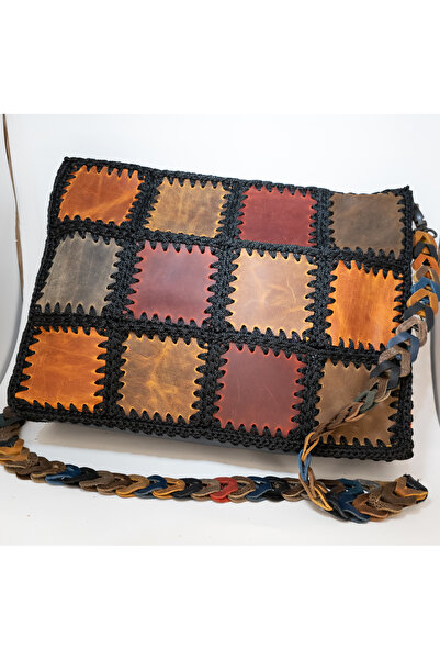 GERMANICIA LEATHER CRAFT GLC-Mozaik,Deri Çanta, Geleneksel Model Çanta, El Ör...