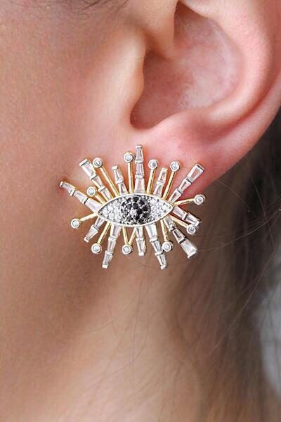 Nenya Vip steel colorful zircon stone eye light model earrings