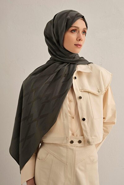 Armine Lyocell Shawl - Zigzag Pattern - Aly1-18 - Smoked