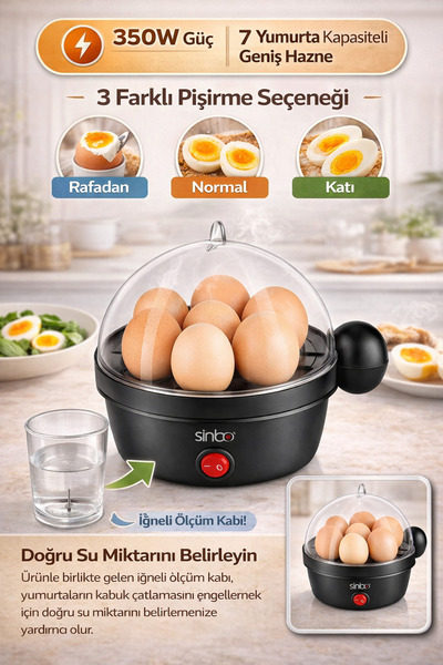 Eco Lounge Yumurta Pişirme Makinesi 7 Yumurta Kapasiteli 350W Sesli Uyarılı