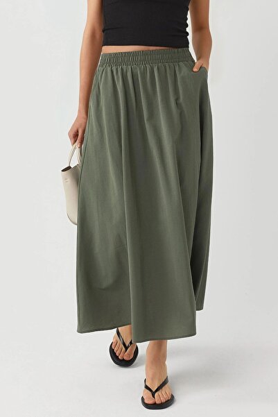 Hiccup Busem Elastic Midi Skirt with Pocket Detail