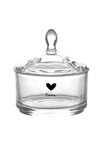 Clayre & Eef Transparent Black Glass Jar 9x9 cm