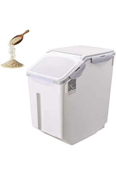 BLOOMING TIME حاوية تخزين أرز، صندوق حبوب محكم الإغلاق سعة 15 كجم