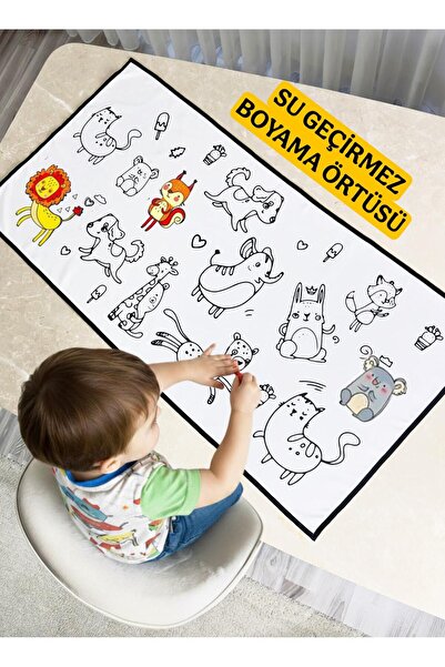 Kidstoria Su Geçirmez Makinada Yıkanabilir Tekrar Boyanabilir Hayvanlar Aktiv...