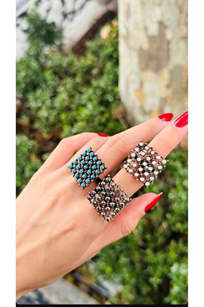 Ceso Accesories Mardin Telkari Look Authentic Ring with Diamond Pattern