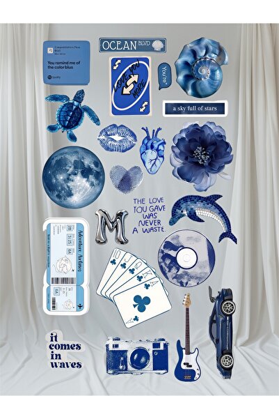 Limitless Design Mavi Okyanus Estetik Sticker Seti – 22×30 cm Büyük Boy Dekor...