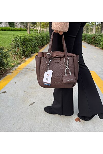 Just Polo حقيبة يد وكتف نسائية أصلية للموسم الجديد مكونة من 3 أقسام من الجلد ...