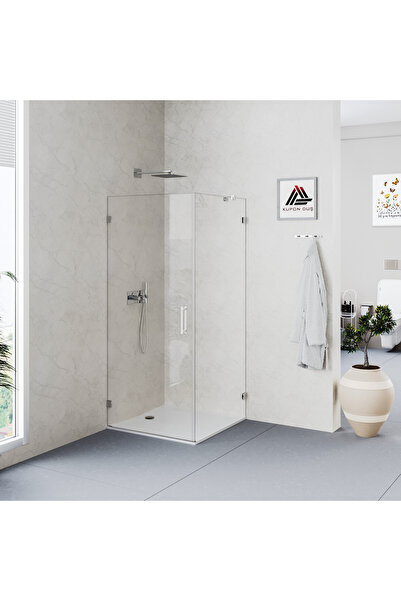 Kupon Duş Helios D101 Sabit Panel Kare Menteşeli Sistem Duşakabin Şeffaf Cam ...