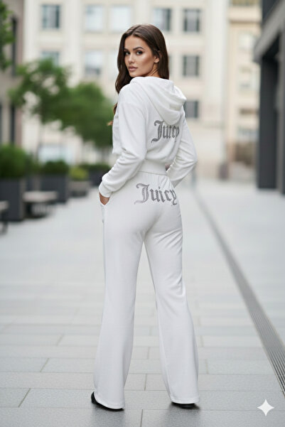 Bozz&Bozz Collection Set de trening Juicy Crystal Stone cu imprimeu pentru femei Hanorac Crop Swea tricou Set de trening largi din două piese