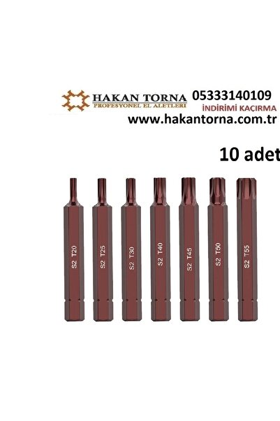 HakanTorna ARM Uzun T45 Torx Bits Uç Kaplamalı 10 adet