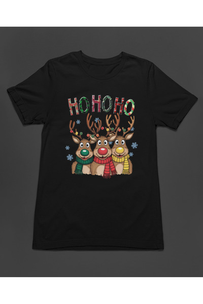 Bumeta Ho Ho Ho Noel Geyiği Yılbaşı Unisex Tişört T-Shirt