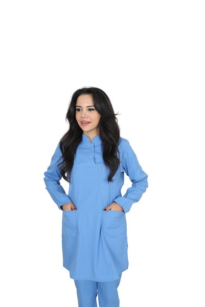 ufukscrubs H/025 2 Pcs Judge Collar Uniform Doctor Nurse Student Lycra Fabric Scrubs Set