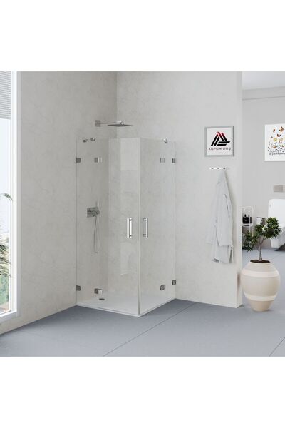 Kupon Duş Helios D100 Kare Menteşeli Sistem Duşakabin Şeffaf Cam H: 190 cm