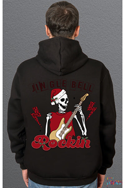 Bumeta Hanorac unisex cu glugă de Crăciun Rock Jingle Bell Rockin Swea tricou